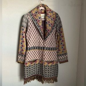 ANGEL OF THE NORTH ANTHROPOLOGIE Longline Beaded Wool Sweater Cardigan